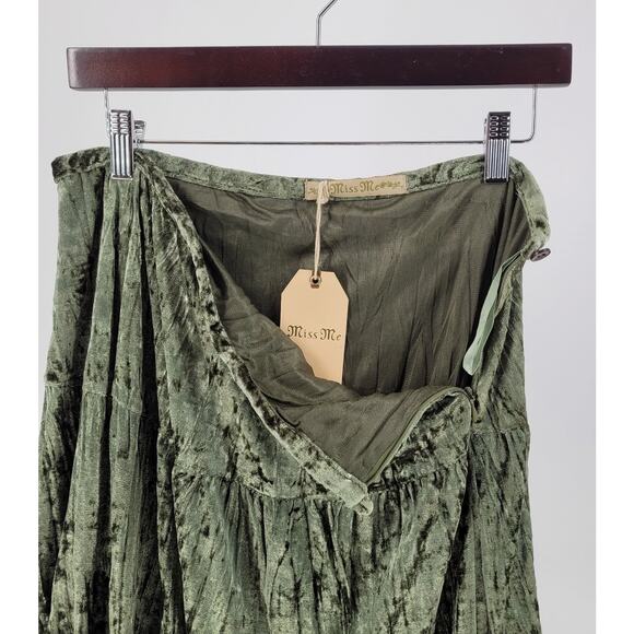 Miss Me Green Velvet Sequin Hem Skirt Size Large NWT Boho Chic Whimsical Fairy - Picture 4 of 7